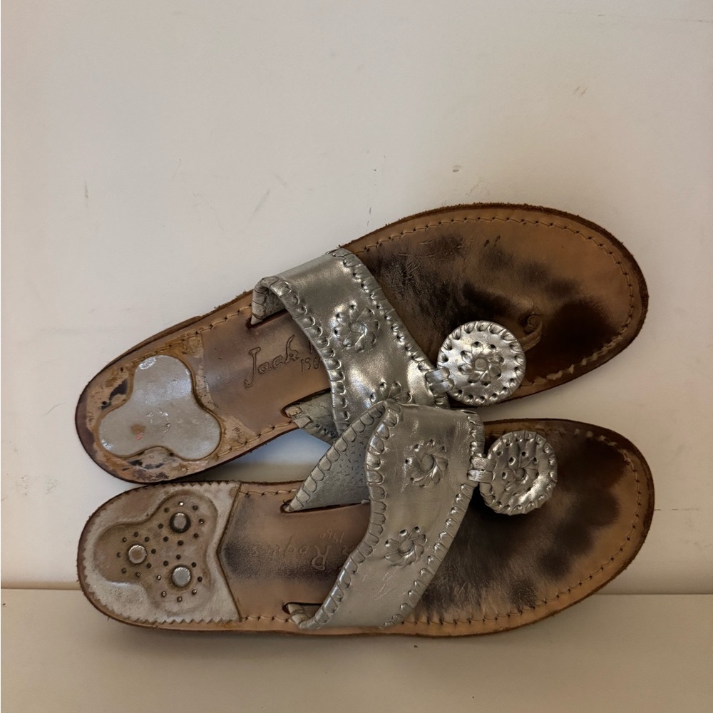 Jack Rogers Metallic Silver Sandals
